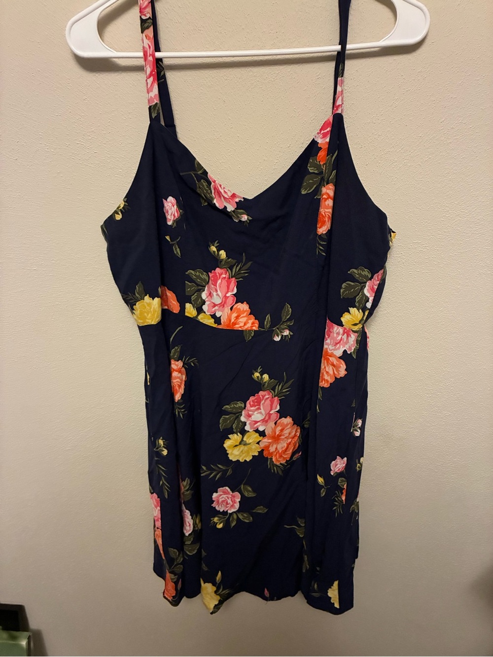 Old Navy Navy Slip Dress with Pink & Yellow Floral Print